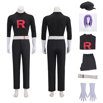 Pokemon Team Rocket Jessie and James Cosplay Costume Male With Hat Becostume